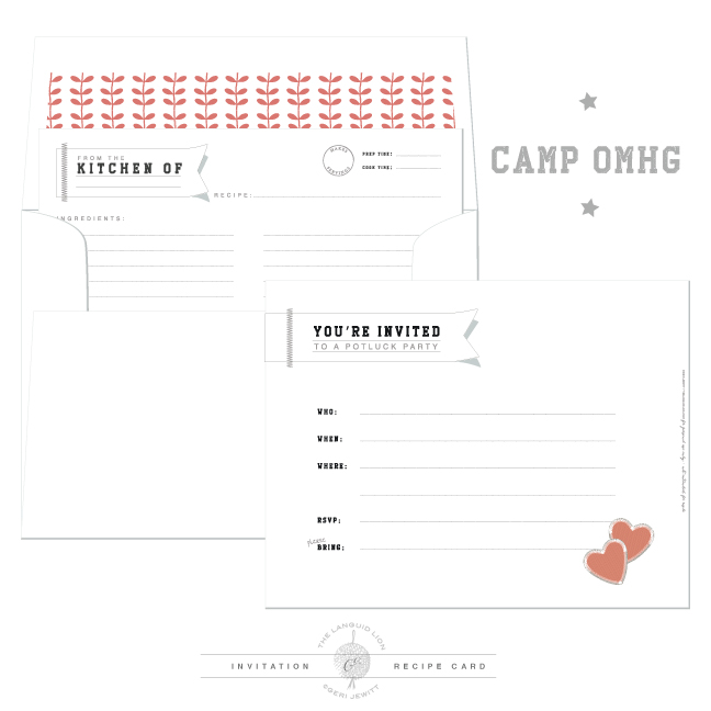 Camp OMHG Party Pack: Invitation + Recipe Card printable