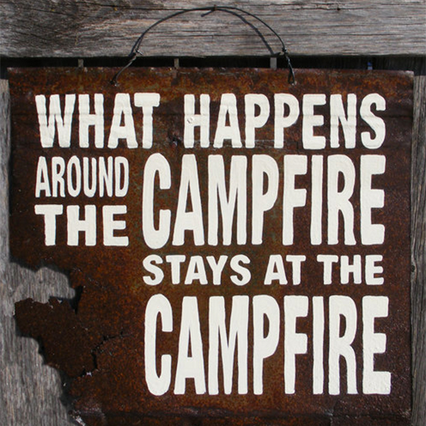 Rustic Cabin Campfire Antique Metal Sign, by ZietlowsCustomSigns on etsy.com